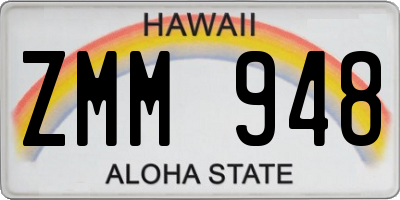 HI license plate ZMM948