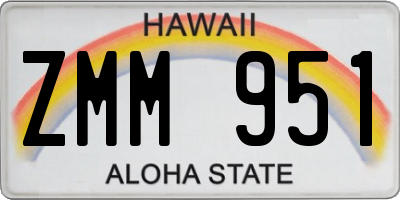 HI license plate ZMM951