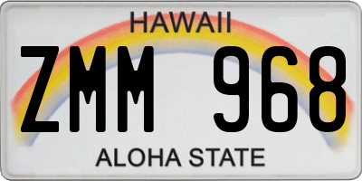 HI license plate ZMM968