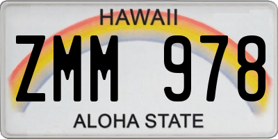 HI license plate ZMM978