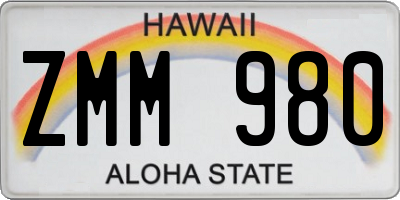 HI license plate ZMM980