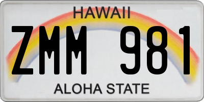 HI license plate ZMM981