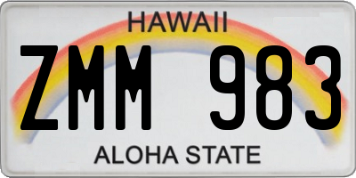 HI license plate ZMM983