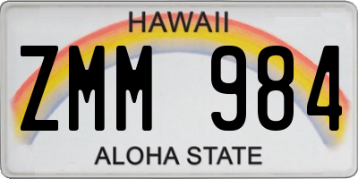 HI license plate ZMM984