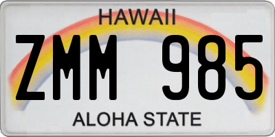 HI license plate ZMM985