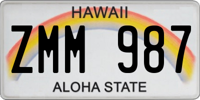 HI license plate ZMM987