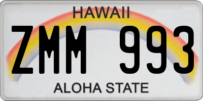 HI license plate ZMM993