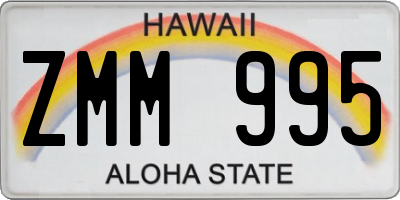 HI license plate ZMM995