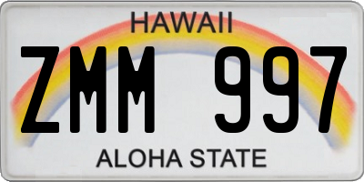 HI license plate ZMM997