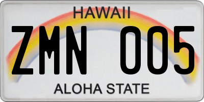 HI license plate ZMN005