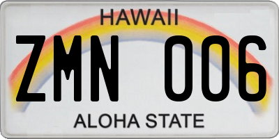 HI license plate ZMN006
