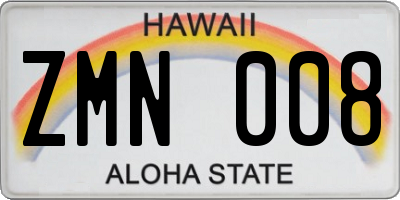 HI license plate ZMN008