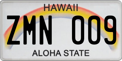 HI license plate ZMN009