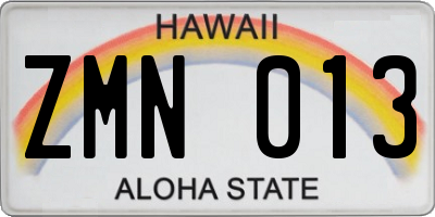HI license plate ZMN013