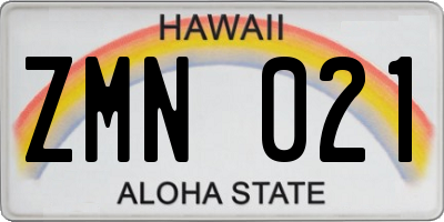 HI license plate ZMN021