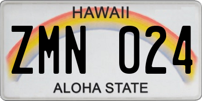 HI license plate ZMN024