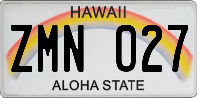 HI license plate ZMN027