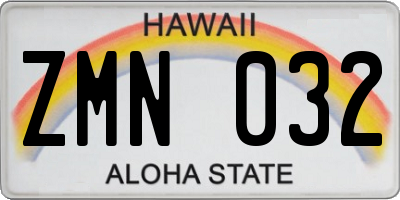HI license plate ZMN032