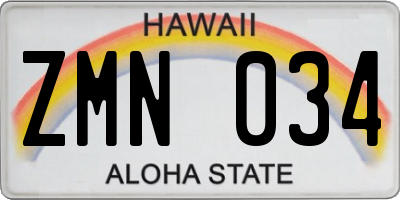HI license plate ZMN034