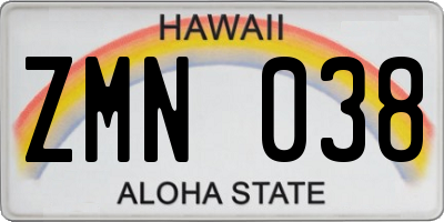 HI license plate ZMN038