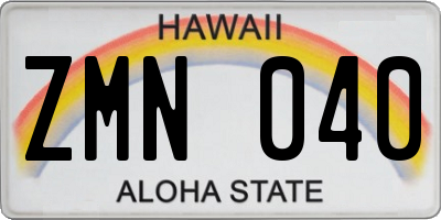 HI license plate ZMN040