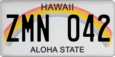 HI license plate ZMN042