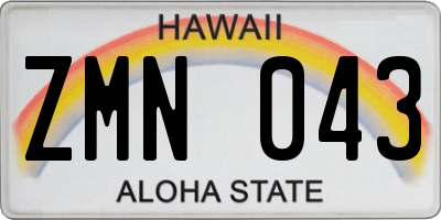 HI license plate ZMN043