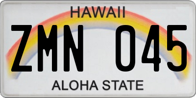 HI license plate ZMN045