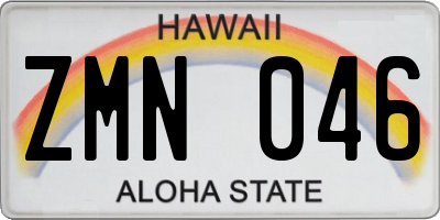 HI license plate ZMN046