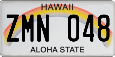 HI license plate ZMN048