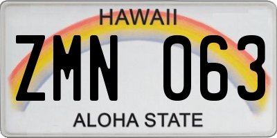HI license plate ZMN063