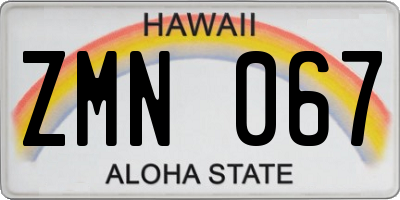 HI license plate ZMN067