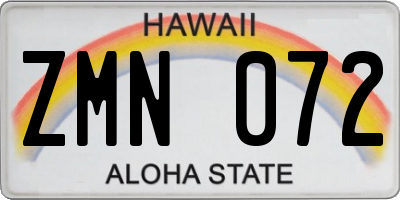 HI license plate ZMN072