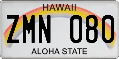 HI license plate ZMN080