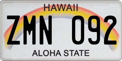 HI license plate ZMN092