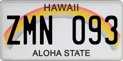 HI license plate ZMN093