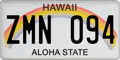 HI license plate ZMN094