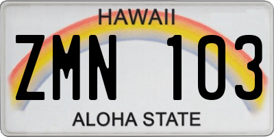 HI license plate ZMN103