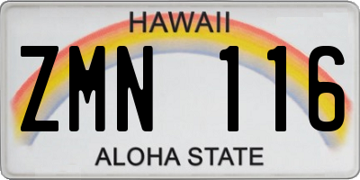 HI license plate ZMN116