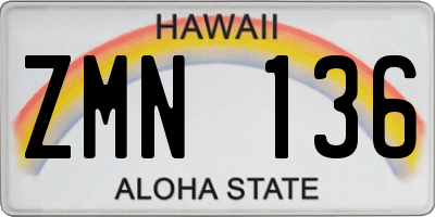 HI license plate ZMN136
