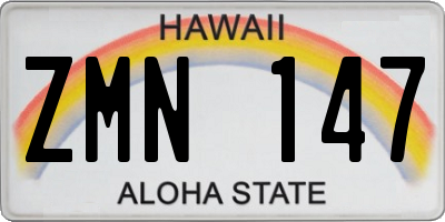 HI license plate ZMN147