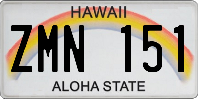 HI license plate ZMN151