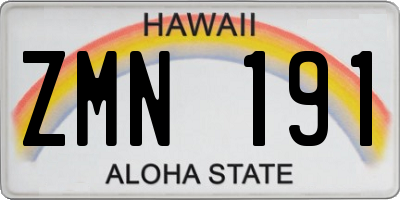 HI license plate ZMN191