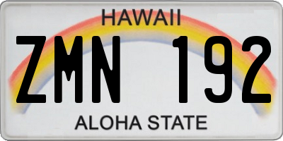 HI license plate ZMN192
