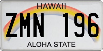 HI license plate ZMN196