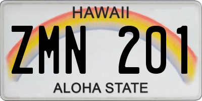 HI license plate ZMN201