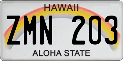 HI license plate ZMN203