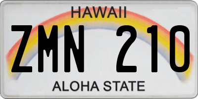 HI license plate ZMN210