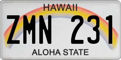HI license plate ZMN231