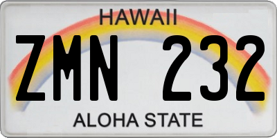 HI license plate ZMN232